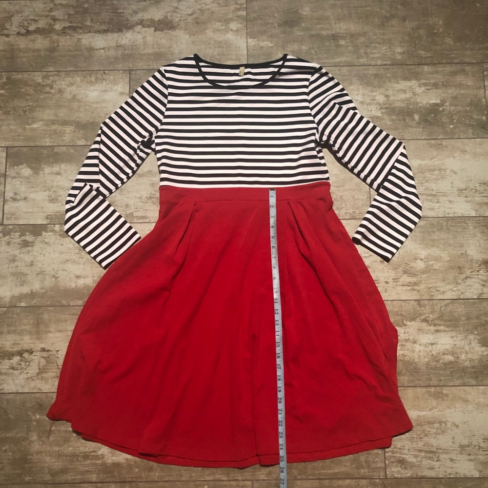 Striped Dress with Red Skirt, size XL